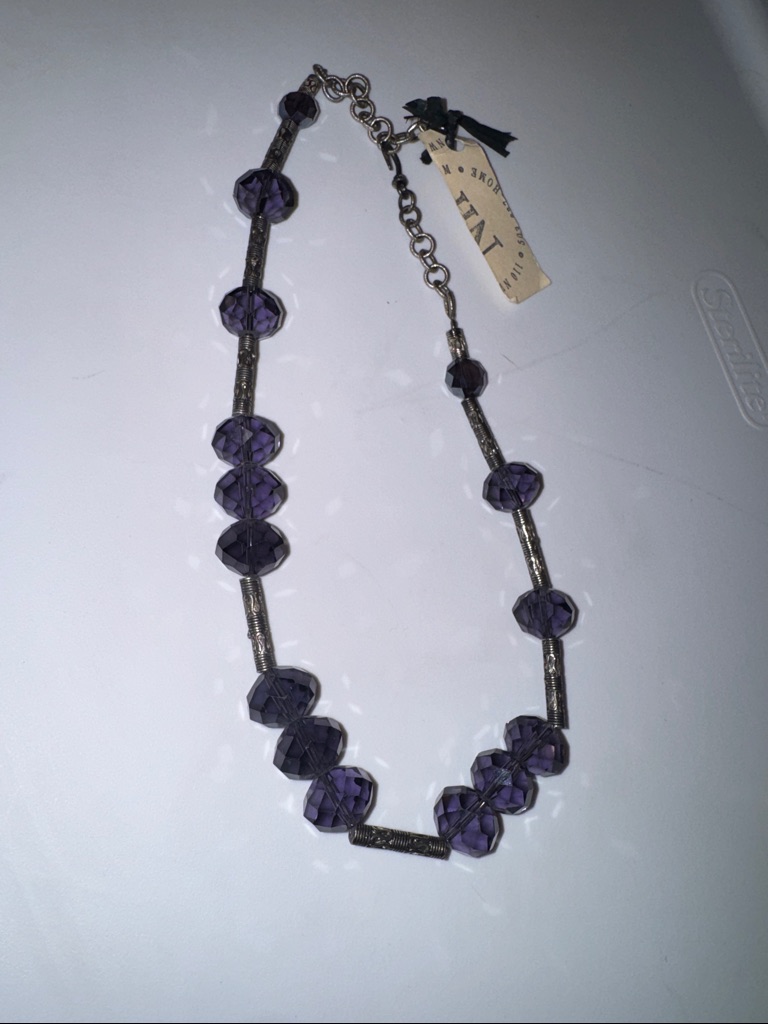 Chic Amethyst Beaded Necklace, Nwt, Purple Hue